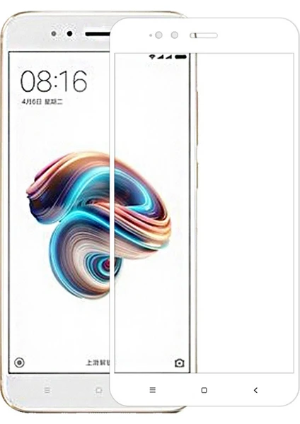 Xiaomi Mi 5X / Mi A1 Tam Kaplayan Çerçeveli Tempered Ekran Koruyucu  - Beyaz