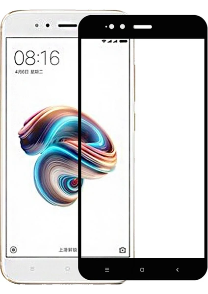 Xiaomi Mi 5X / Mi A1 Tam Kaplayan Çerçeveli Tempered Ekran Koruyucu  - Siyah