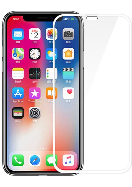 Apple iPhone X Tam Kaplayan Çerçeveli Tempered Ekran Koruyucu - Beyaz