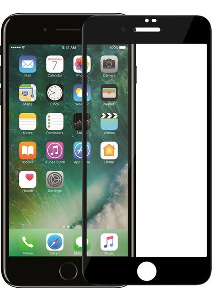 Apple iPhone 8 Plus Tam Kaplayan Çerçeveli Tempered Ekran Koruyucu - Siyah