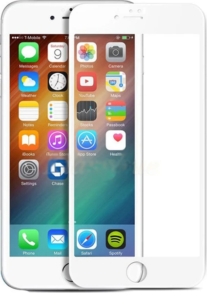 Apple iPhone 7 Tam Kaplayan Çerçeveli Tempered Ekran Koruyucu  - Beyaz