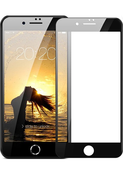 Apple iPhone 7 Tam Kaplayan Çerçeveli Tempered Ekran Koruyucu - Siyah