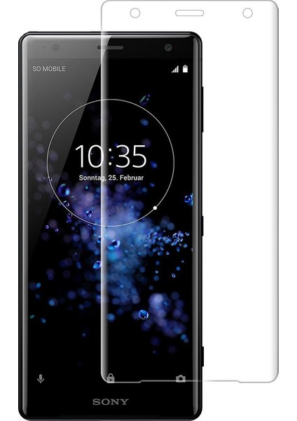 Sony Xperia XZ2 3D Kavisli Tempered Cam Koruma - Şeffaf