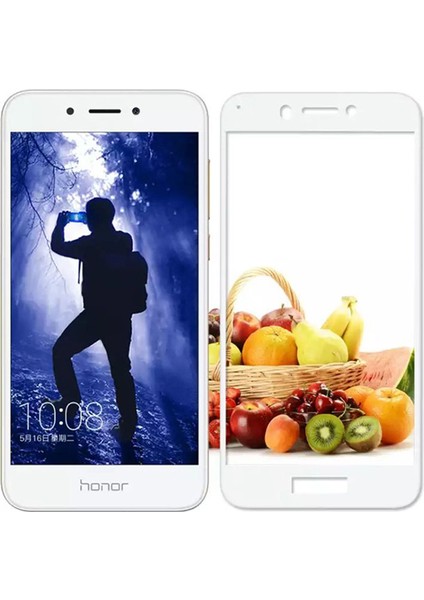 Huawei Honor 6A Tam Kaplayan Çerçeveli Tempered Ekran Koruyucu - Beyaz