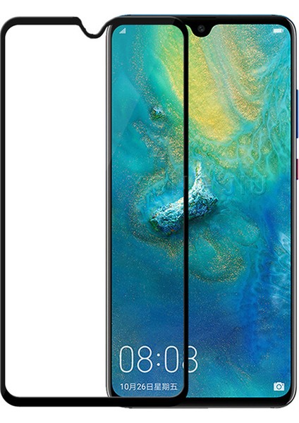 Huawei Mate 20 Tam Kaplayan Çerçeveli Tempered Ekran Koruyucu  - Siyah