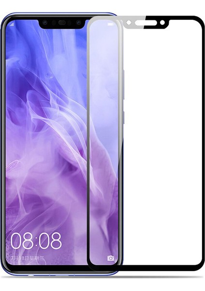 Huawei Nova 3i / P Smart Plus Tam Kaplayan Çerçeveli Tempered Ekran Koruyucu - Siyah