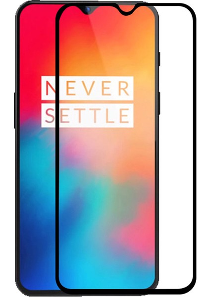 OnePlus 6T Tam Kaplayan Çerçeveli Tempered Ekran Koruyucu - Siyah