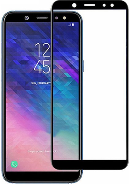 Samsung Galaxy A6 2018 Tam Kaplayan Çerçeveli Tempered Ekran Koruyucu - Siyah