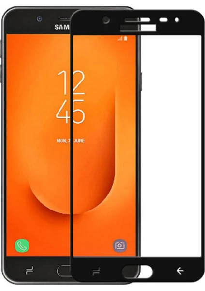 Samsung Galaxy J7 Prime 2 Tam Kaplayan Çerçeveli Tempered Ekran Koruyucu  - Siyah