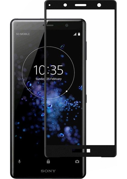 Sony Xperia XZ2 Compact Tam Kaplayan Çerçeveli Tempered Ekran Koruyucu - Siyah