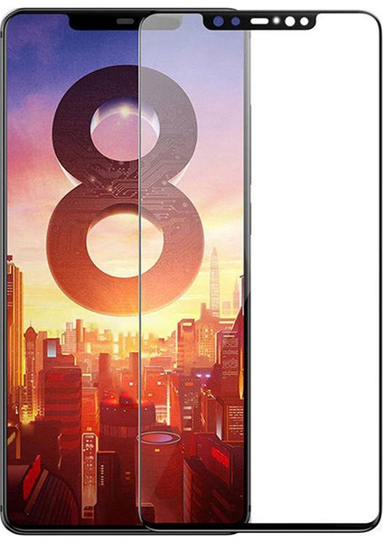 Xiaomi Mi 8 Explorer Tam Kaplayan Çerçeveli Tempered Ekran Koruyucu - Siyah