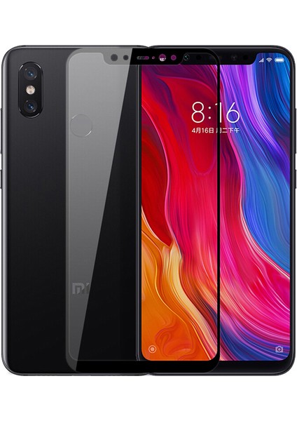 Xiaomi Mi 8 Tam Kaplayan Çerçeveli Tempered Ekran Koruyucu - Siyah