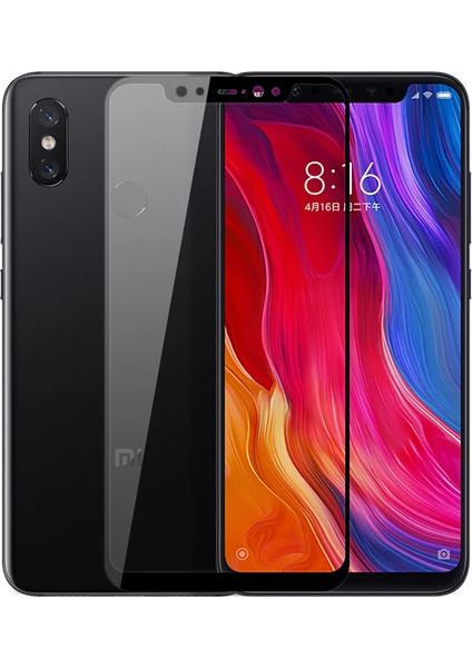 Xiaomi Mi 8 Tam Kaplayan Çerçeveli Tempered Ekran Koruyucu  - Siyah