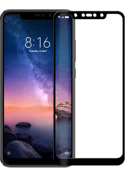 Xiaomi Redmi Note 6 Pro Tam Kaplayan Çerçeveli Tempered Ekran Koruyucu - Siyah