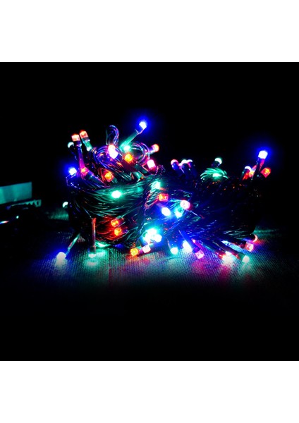 Siyah Kablolu 80 Ampüllü Led Işık Karışık Renk 10 Metre
