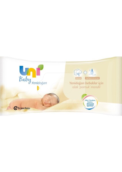 Uni Baby Yenidoğan 6'Lı Islak Pamuk Mendil + Kulak Çubuğu Hediye