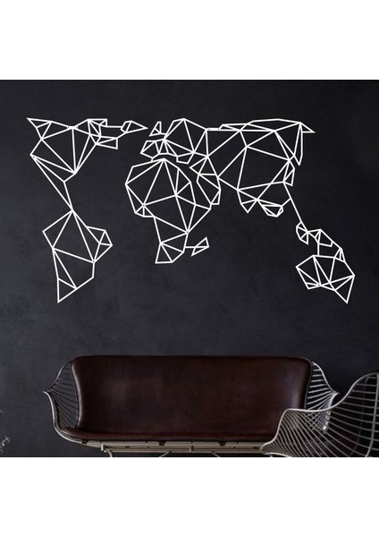 Geometrik Dünya Haritası Metal Tablo