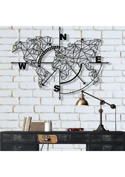 Geometrik Dünya Haritası Metal Tablo