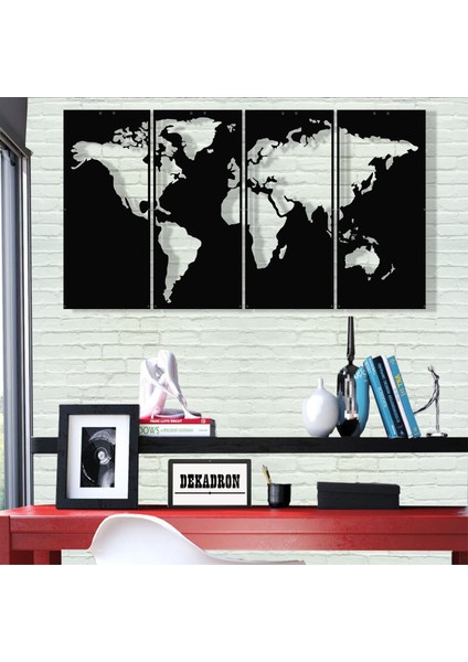 4 parça Dünya Haritası Metal Tablo fiyatları