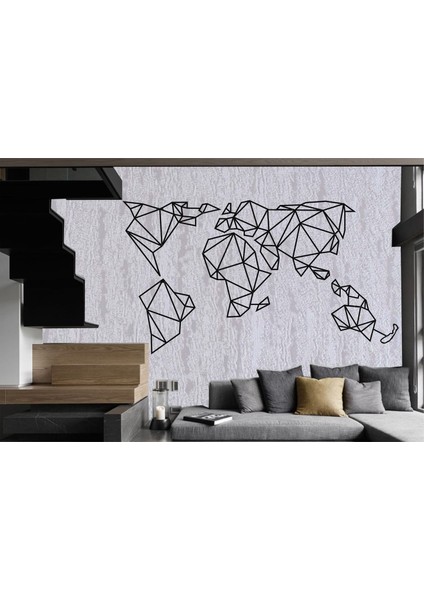 Büyük Boy Geometrik Dünya Haritası Metal Tablo fiyatları