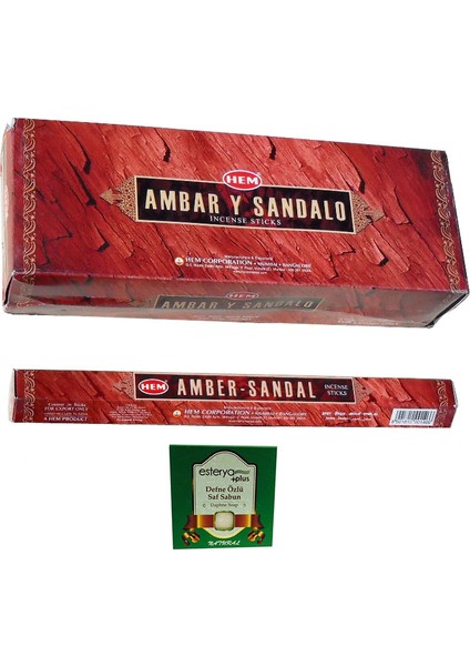 Amber Sandal 6 Lı Tütsü (120 Adet Çubuk ) ve Esterya Plus Defne Sabunu