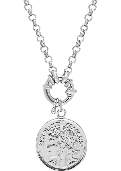 Bayan Özel Tasarım Gümüş Kaplama Madalyon Kolye Ps0630