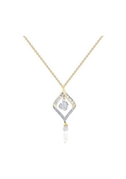 14 Ayar Altın Baget Taşlı Kolye