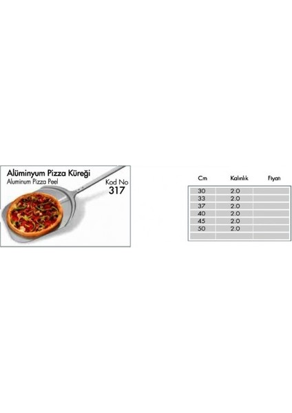 Alüminyum Pizza Küreği 30 cm
