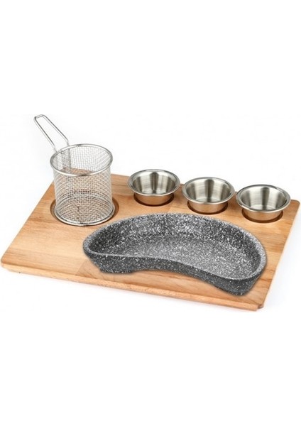Granit Döküm Böbrek Fajita Sunum Seti 35x26 cm