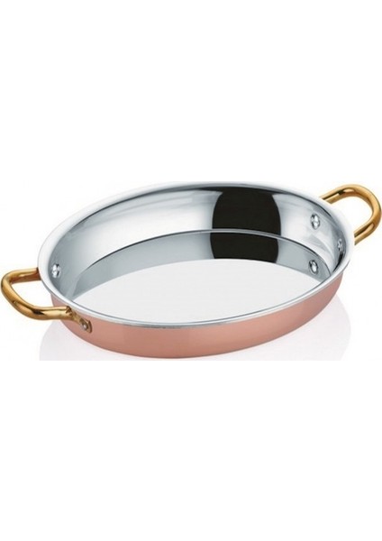 Nostalji Multi Metal Bakır Oval Omlet Tava 28x20 cm