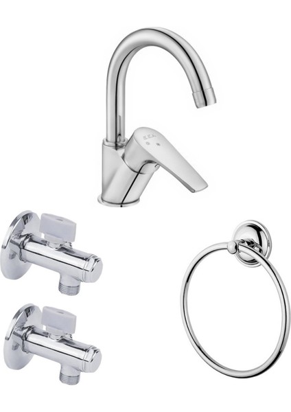 Eca Niobe Kuğu Lavabo Batarya 054+Eca Filtrel Ara Musluk+Havluluk