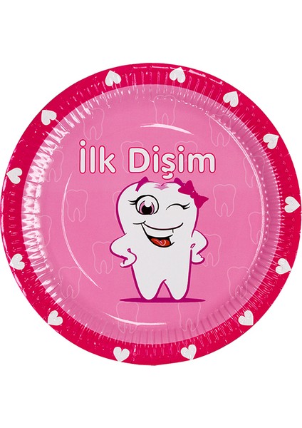 İlk Dişim Kız Karton Tabak 8'li Paket