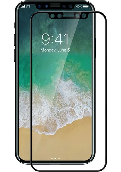 Apple iPhone X Kavisli 5D Cam Ekran Koruyucu Siyah