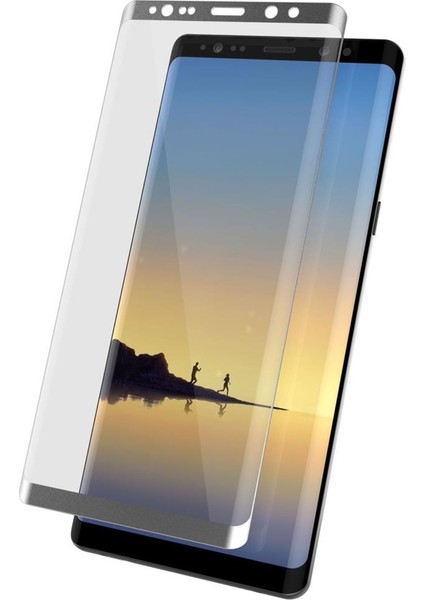 Samsung Note 8 (N950) Kavisli 4D Cam Ekran Koruyucu Silver