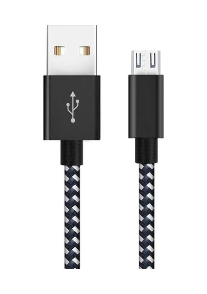 Micro USB Örgülü Yüksek Hızlı Şarj Kablosu Siyah