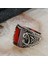 Vav Figürlü Kırmızı Taşlı Gümüş erkek Yüzük 3