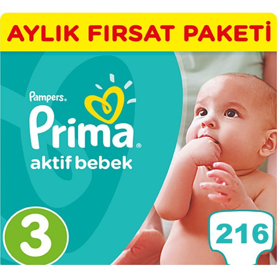 Prima Bebek Bezi Aktif Bebek 3 Beden Midi Aylık Fırsat Fiyatı