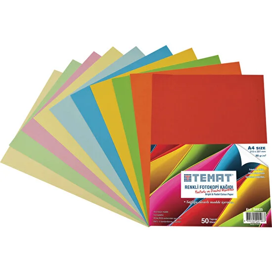 Temat 100 Sayfa Renkli Fotokopi Kağıdı