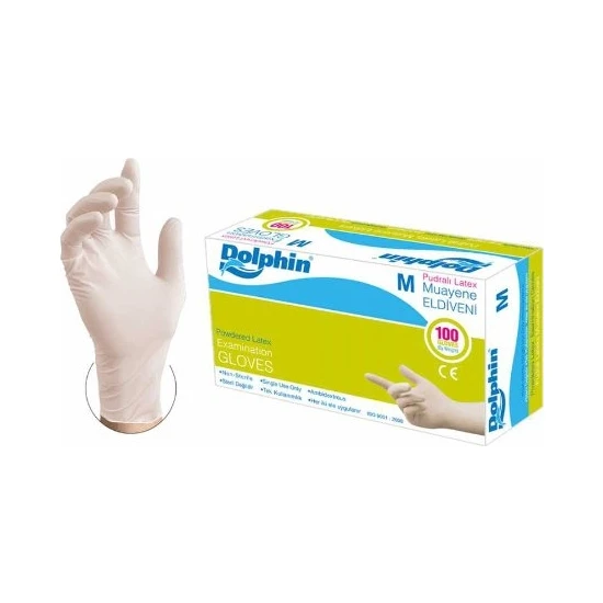 Pudralı Latex Muayene Eldiveni M Beden 100'lü