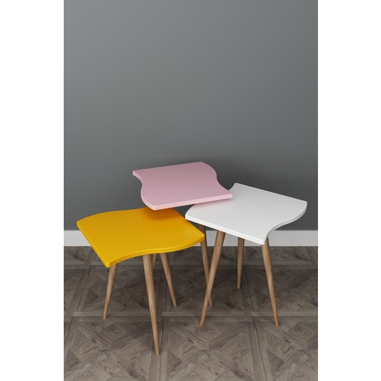 Sanal Mobilya Renata Zigon Sehpa Pembe Beyaz Turuncu Fiyatı