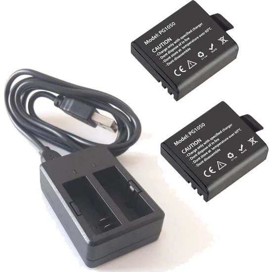 Gplus EKEN Aksiyon Kamera Çiftli USB Şarj İstasyonlu Çiftli Batarya Pakedi 3lü Şarj Aleti Seti