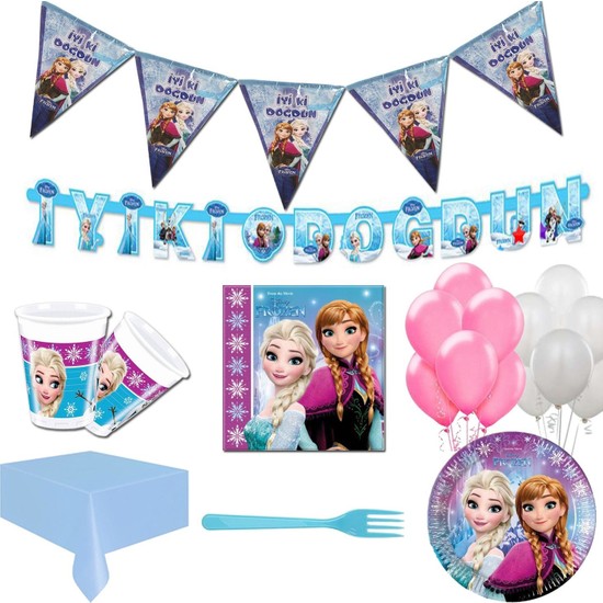 Balonpark 16 Kişi Elsa Frozen Parti Malzeme Paketi Süsleme Konsept Seti