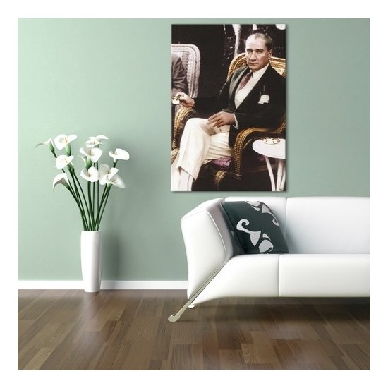 Dekomuz Atatürk Kahve İçerken Kanvas Tablo 40 x 60 cm Fiyatı