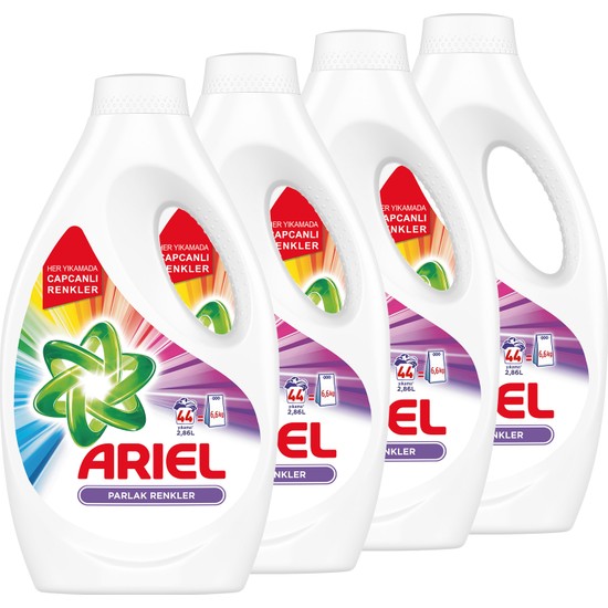 Ariel Sıvı Çamaşır Deterjanı Parlak Renkler 44 Yıkama 4�lü Fiyatı