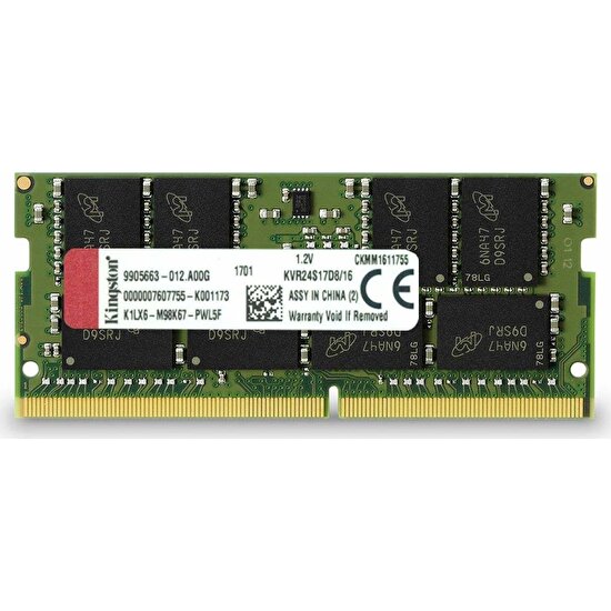 Kingston Valueram 16GB 2400Mhz DDR4 CL17 Notebook RAM KVR24S17D8/16