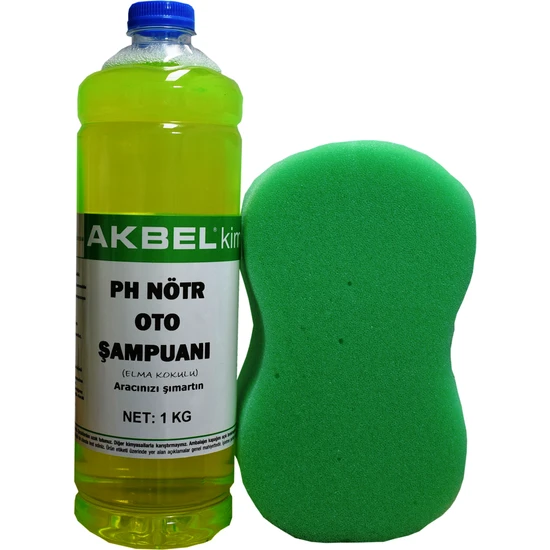 Akbel Ph Nötr Oto Şampuanı 1 Kg (Elma Kokulu)+Yıkama Süngeri