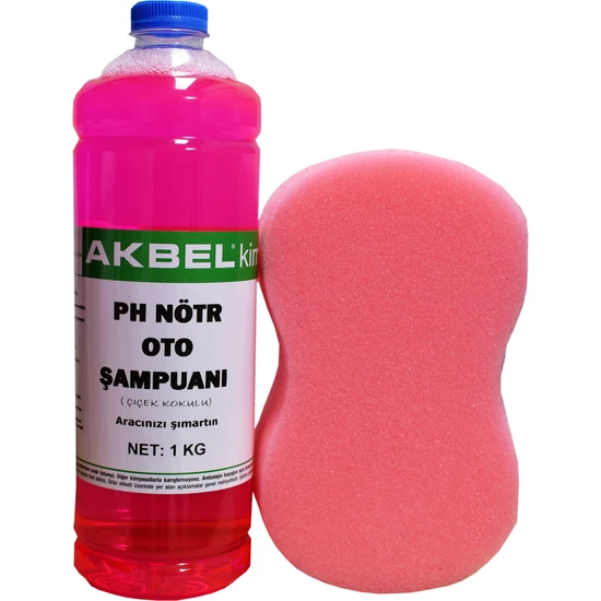 Akbel Ph Nötr Oto Şampuanı 1 Kg (Çiçek Kokulu)+Yıkama Süngeri