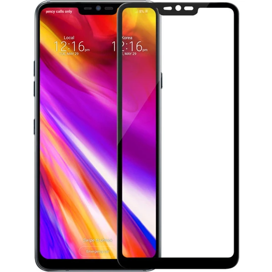 Microcase LG G7 ThinQ Tam Kaplayan Çerçeveli Tempered Ekran Koruyucu - Siyah