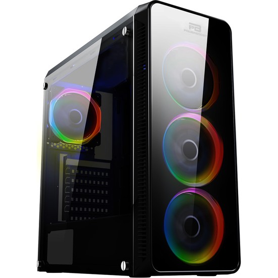 Power Boost VK-G3904S USB3.0 Full Siyah Arcylic Halo Rainbow RGB Fan Kasa (PSU Yok) (JBST-VKG3904S)