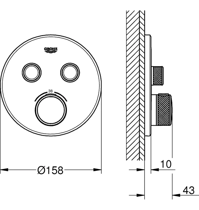 Resim Grohe Grohtherm Smartcontrol Çift Yönlü Ankastre Termostatik Duş Bataryası - 29119000 